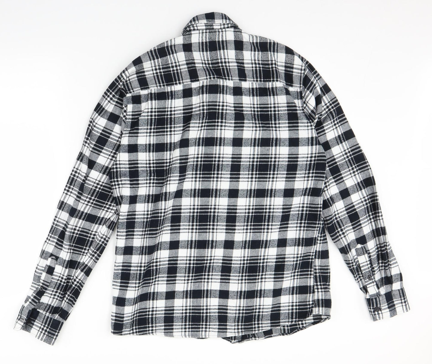 Peacocks Mens Grey Plaid Flannel  Button-Up Size M