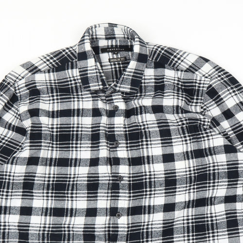Peacocks Mens Grey Plaid Flannel  Button-Up Size M