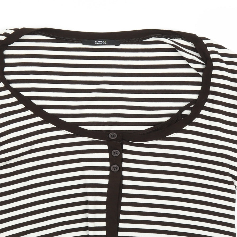 Marks and Spencer Womens Brown Striped  Basic Blouse Size 12