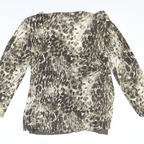 Moda Womens Brown Polka Dot  Basic Blouse Size 12