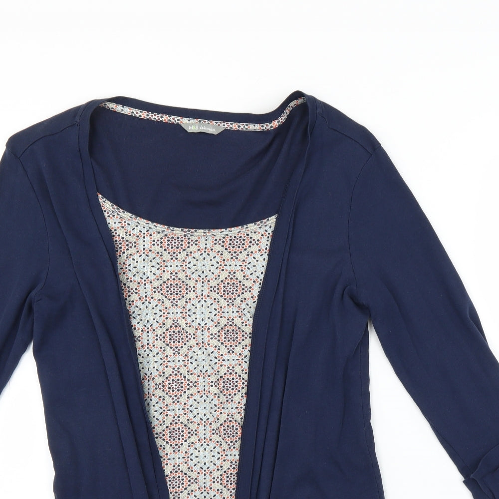 Marks and Spencer Womens Blue Geometric  Basic Blouse Size 10