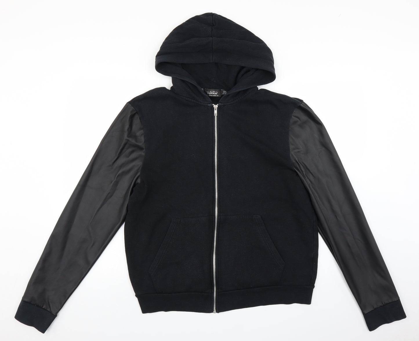 Topman Mens Black   Full Zip Hoodie Size L