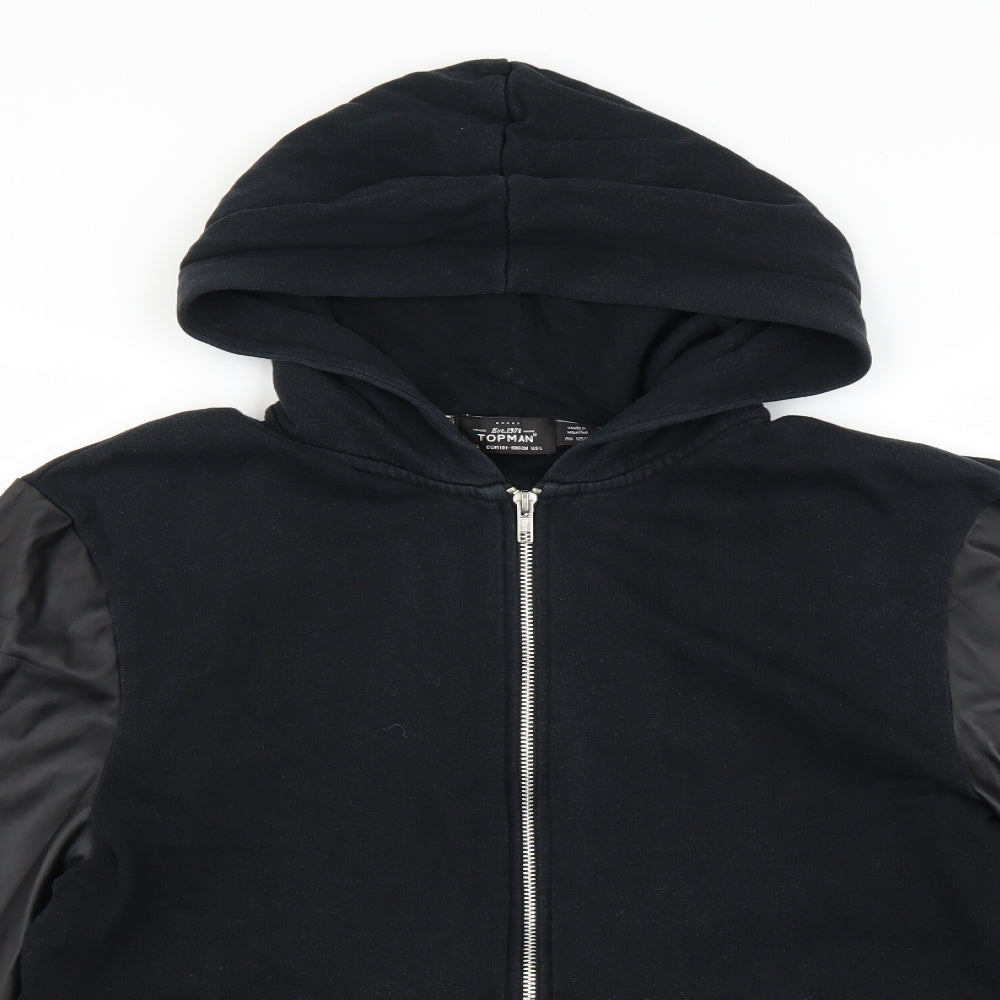 Topman Mens Black   Full Zip Hoodie Size L