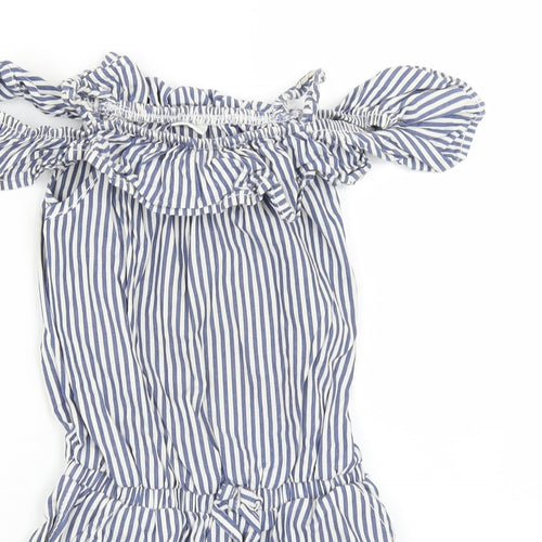 NEXT Girls White Striped  Playsuit One-Piece Size 4 Years