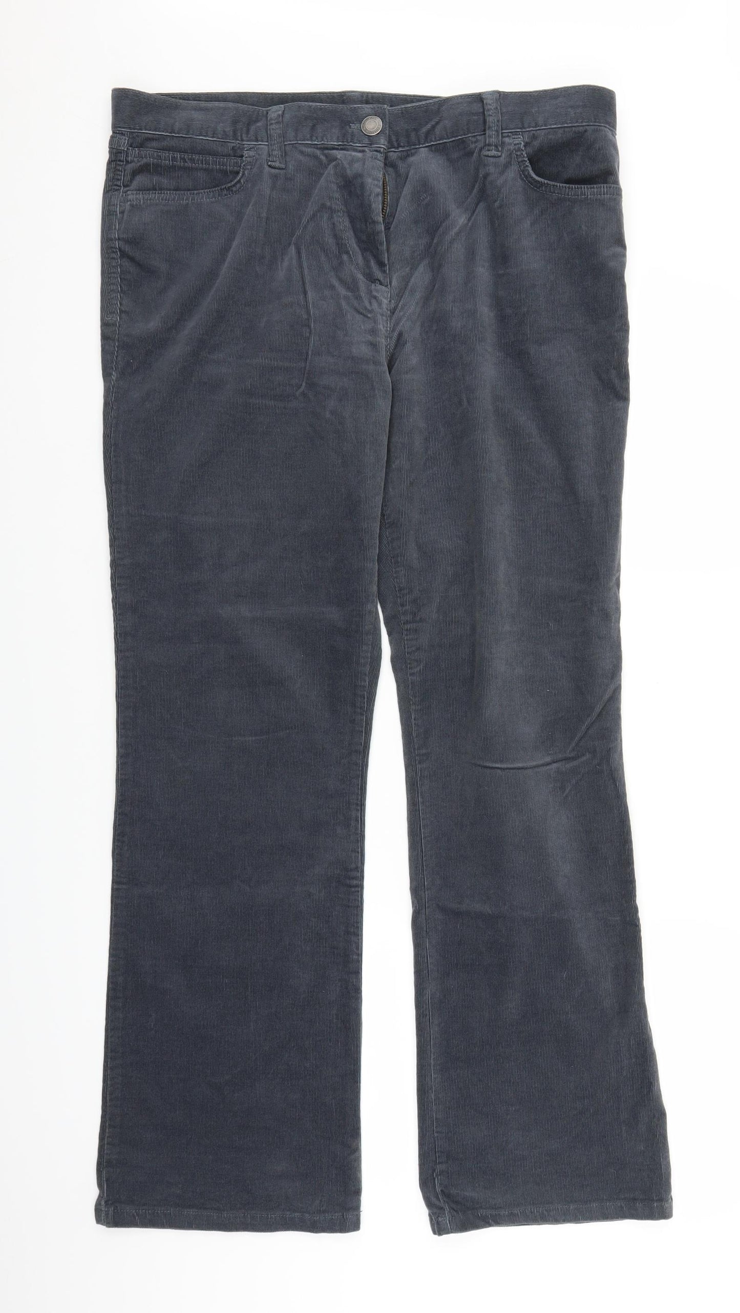 Marks and Spencer Womens Grey  Corduroy Bootcut Jeans Size 16 L30 in