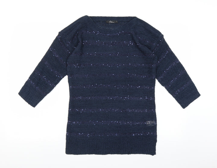 BM Womens Blue Pullover Jumper Size S