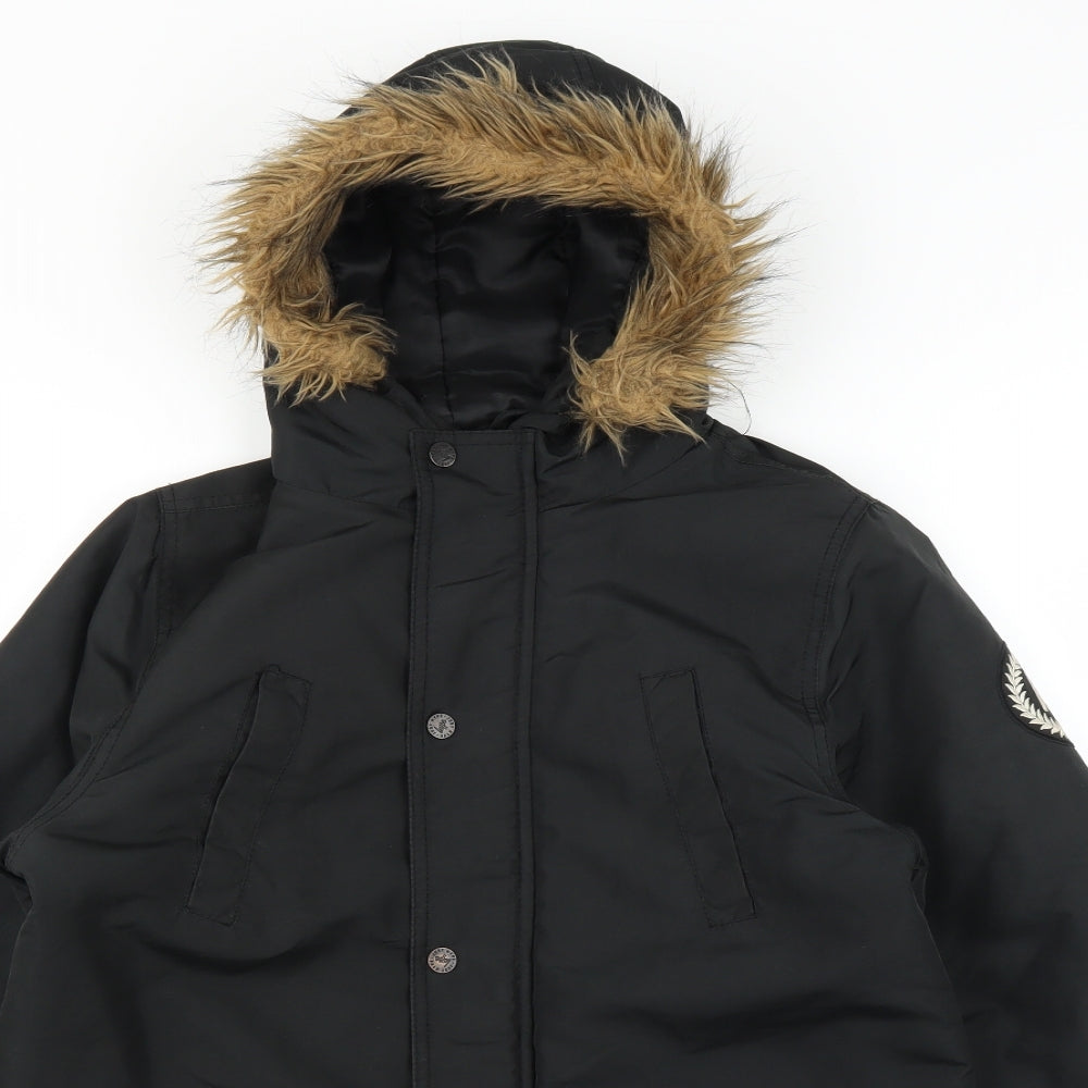 Hype Boys Black   Parka Coat Size 13 Years