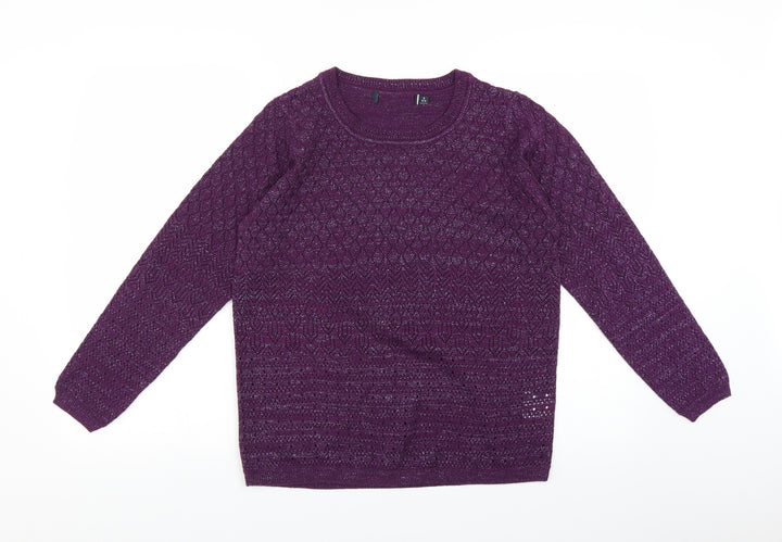 EWM Womens Purple Pullover Jumper Size S