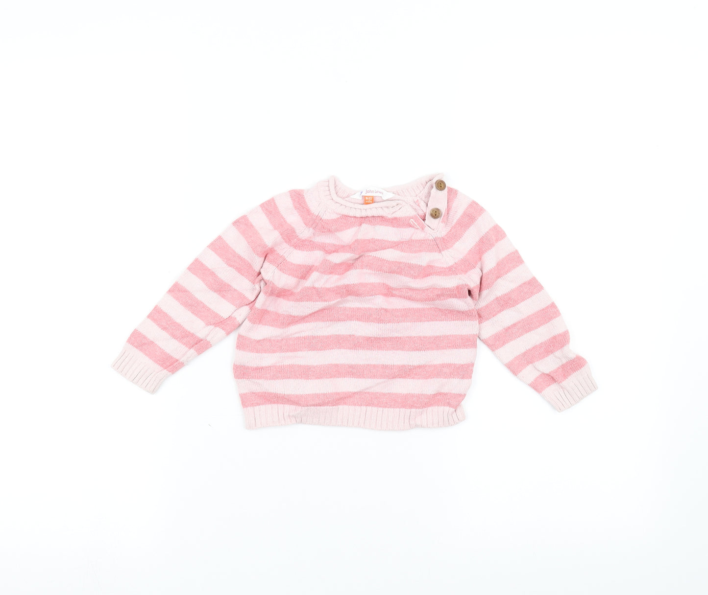 John Lewis Baby Pink Striped  Pullover Jumper Size 9-12 Months