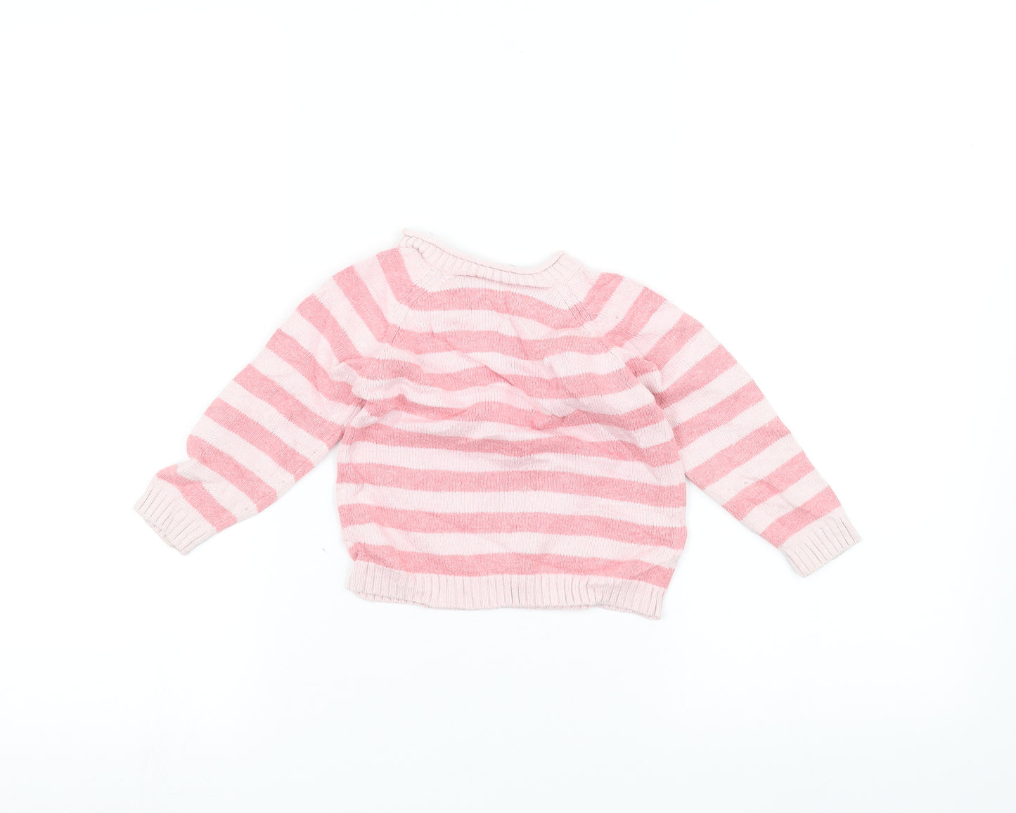 John Lewis Baby Pink Striped  Pullover Jumper Size 9-12 Months