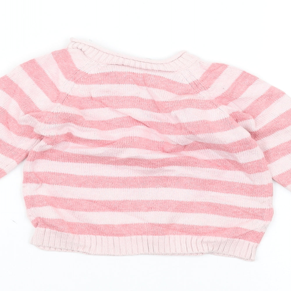 John Lewis Baby Pink Striped  Pullover Jumper Size 9-12 Months