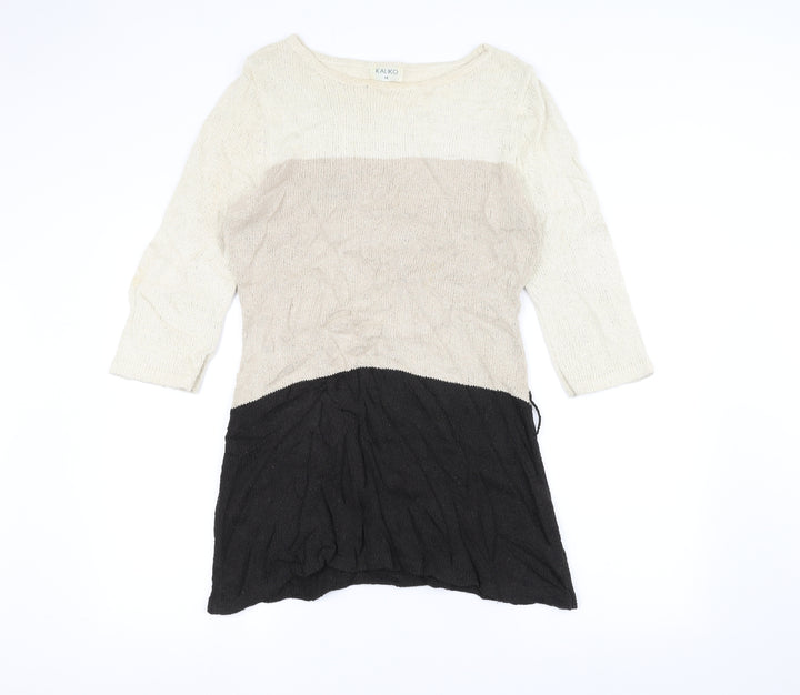 Kaliko Womens White Striped  Pullover Jumper Size 14