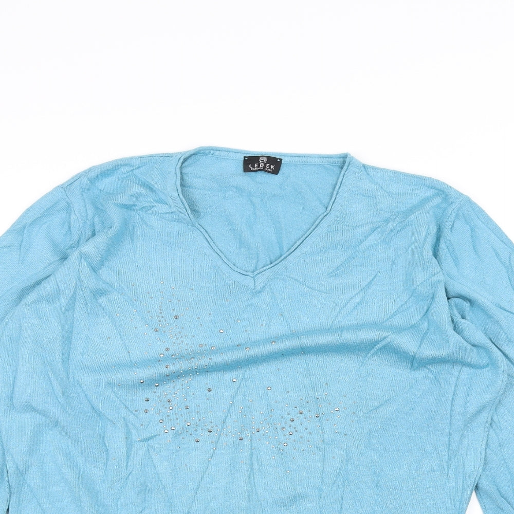 Lebek Womens Blue   Pullover Jumper Size 16