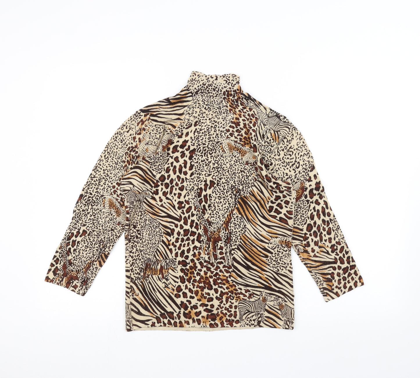 Claudia. C Womens Brown Animal Print  Basic T-Shirt Size M