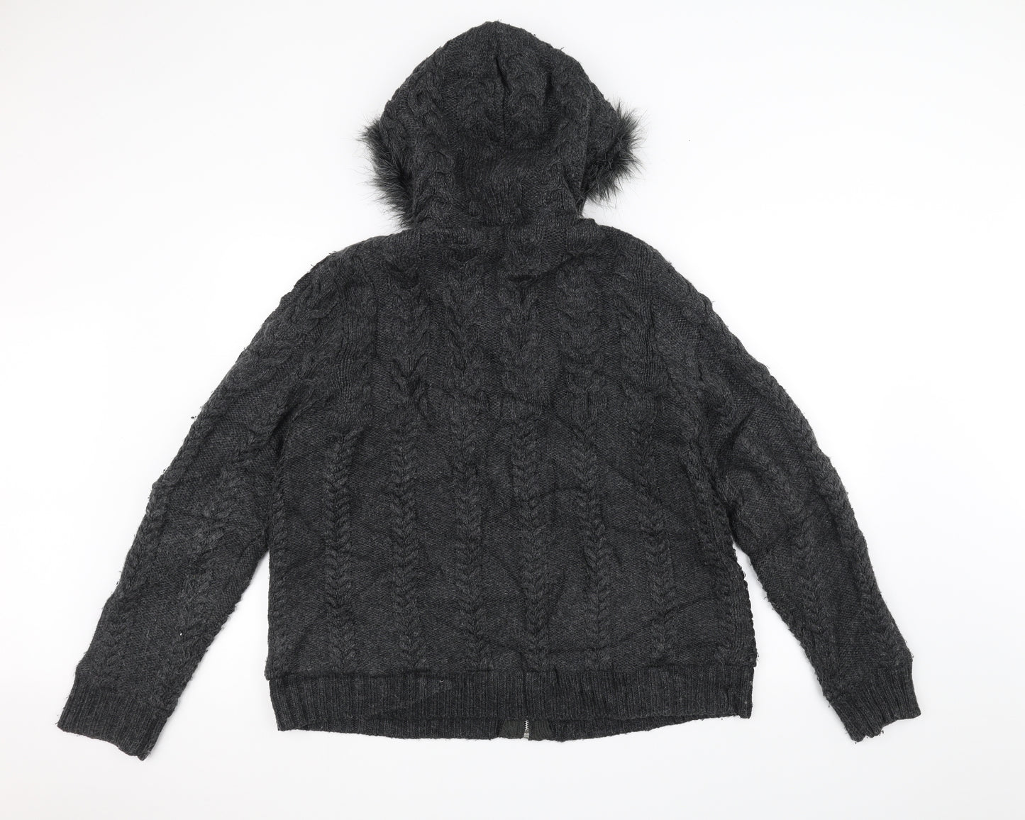 TU Womens Black  Knit Jacket Coatigan Size 20  - hooded