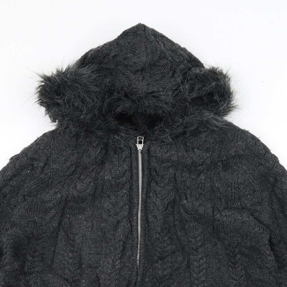TU Womens Black  Knit Jacket Coatigan Size 20  - hooded