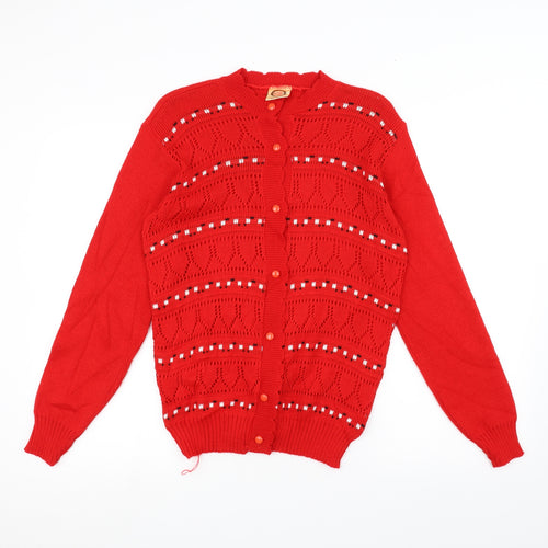 Glen Womens Red   Cardigan Jumper Size M