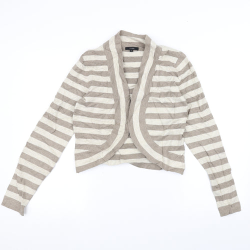 Linea Womens White Striped  Cardigan Jumper Size S