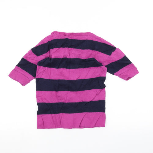 Preworn Womens Purple Striped  Basic T-Shirt Size 6