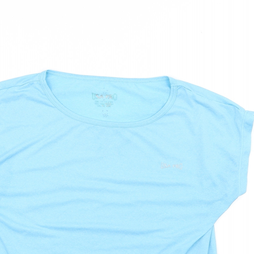 USA Pro Girls Blue   Basic T-Shirt Size 11-12 Years