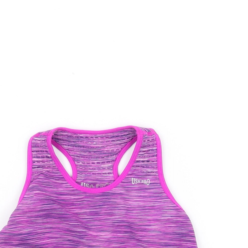 USA Pro Girls Purple Striped  Basic Tank Size 11-12 Years