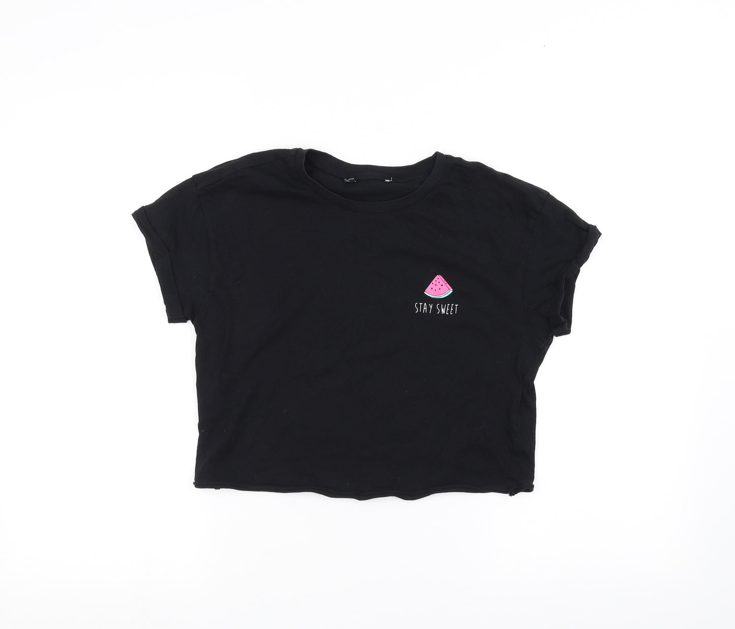 915 Girls Black   Basic T-Shirt Size 12-13 Years