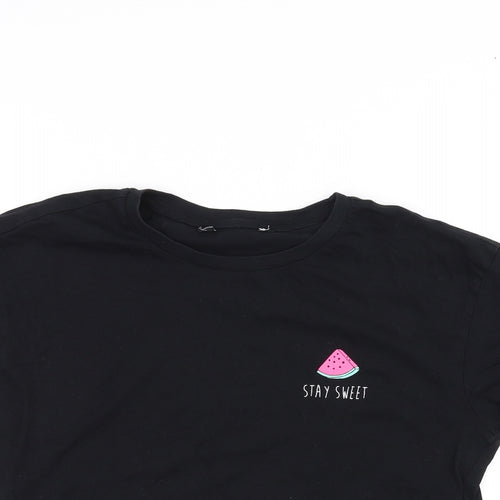 915 Girls Black   Basic T-Shirt Size 12-13 Years