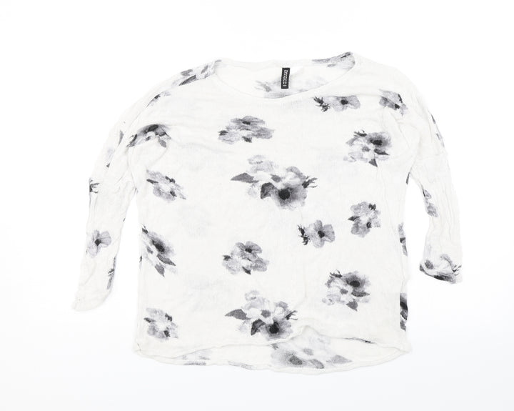 Divided Womens White Floral Basic Blouse Size S