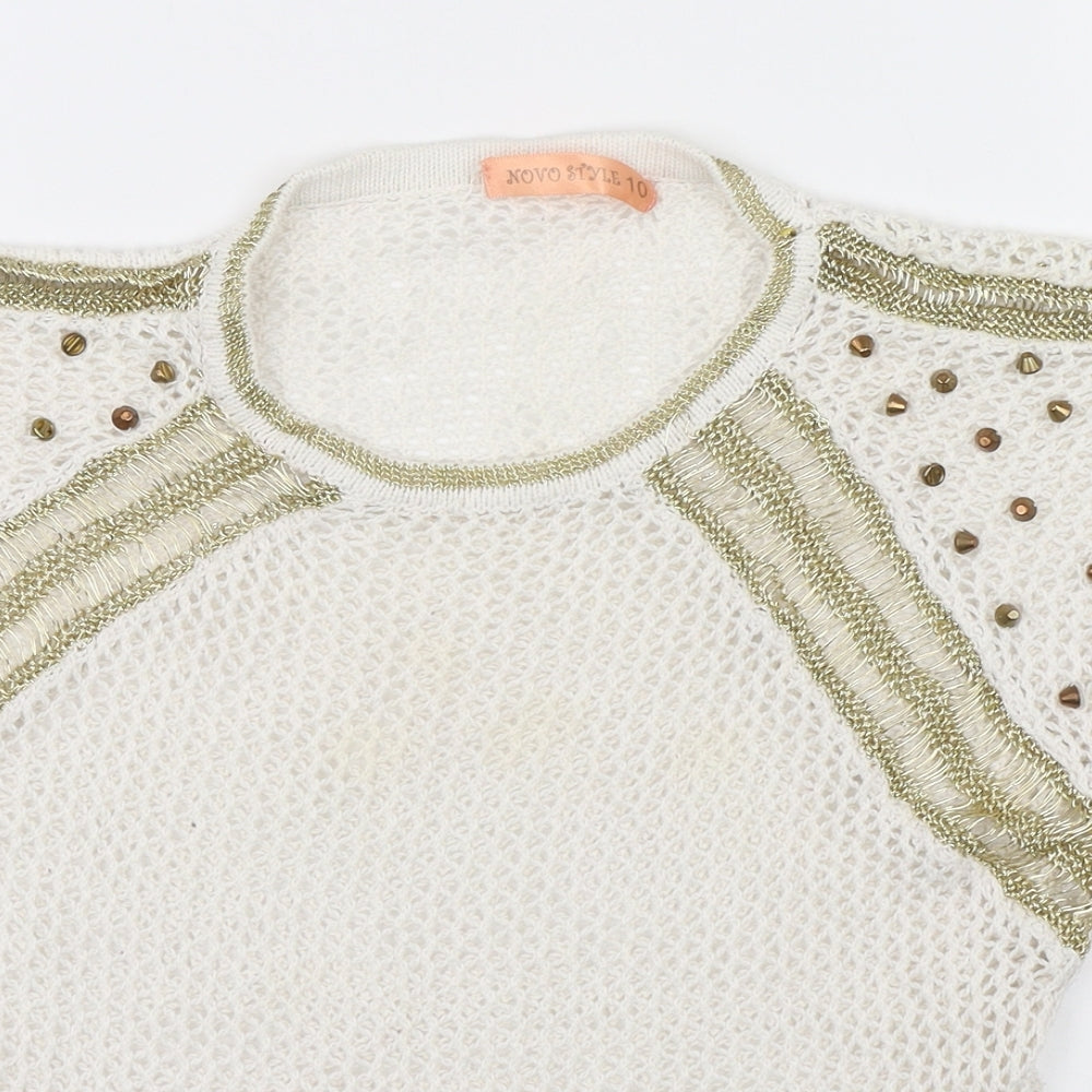 Novo Style Womens White   Jersey Blouse Size 10