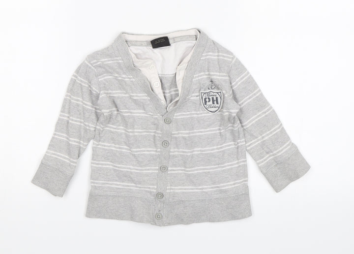 NEXT Baby Grey Striped  Jersey T-Shirt Size 12-18 Months  - Marine Division