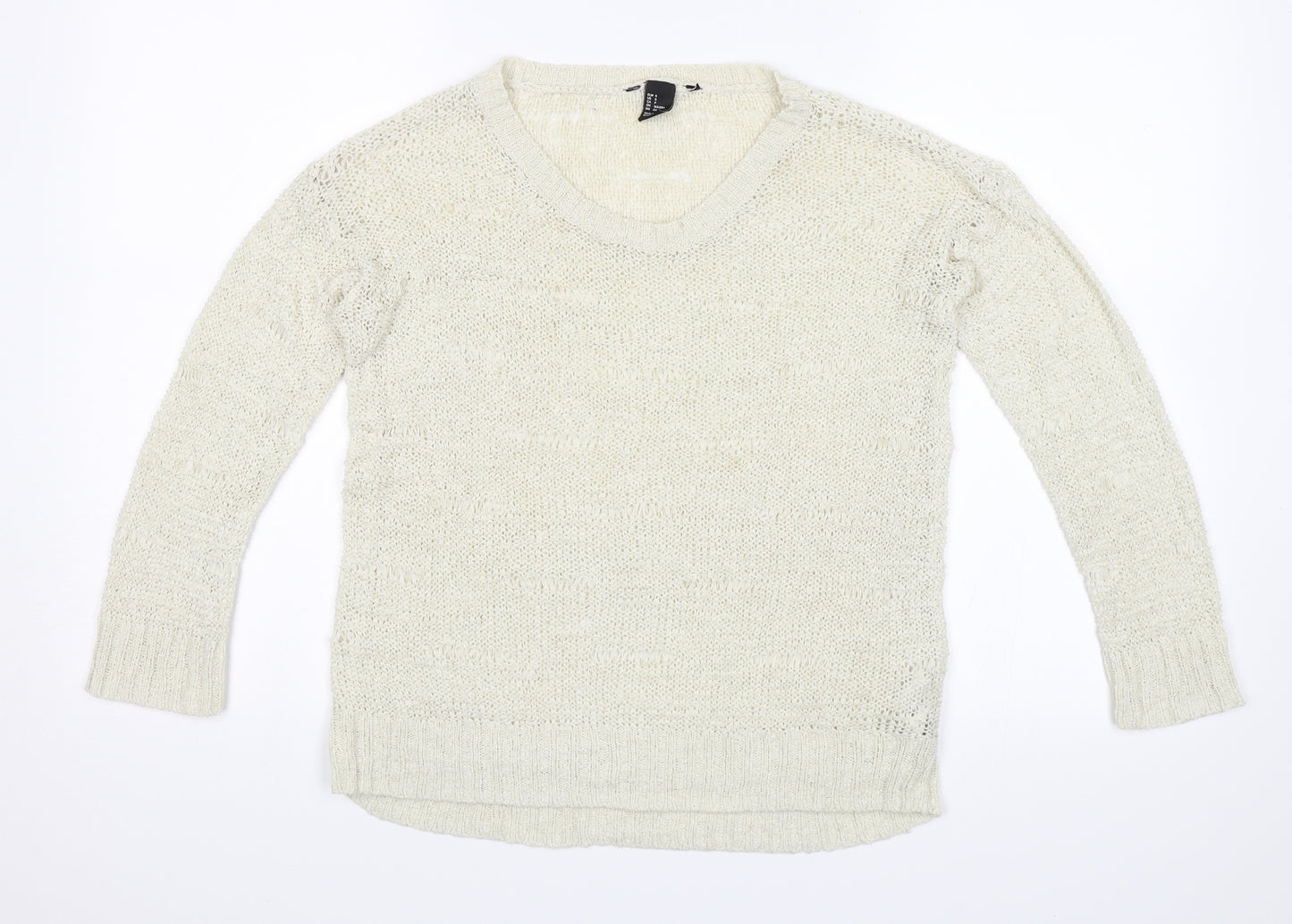 H&M Womens White   Pullover Jumper Size S