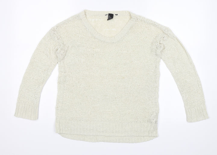 H&M Womens White   Pullover Jumper Size S
