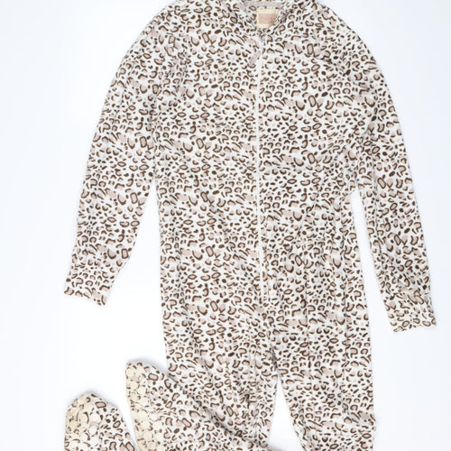 Sleep & Relax Womens White Animal Print  Top One Piece Size S