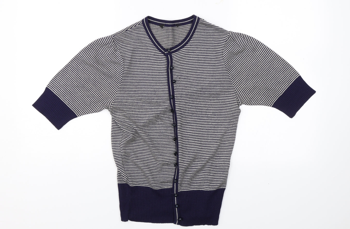Dorothy Perkins Womens Blue Striped  Cardigan Jumper Size 10