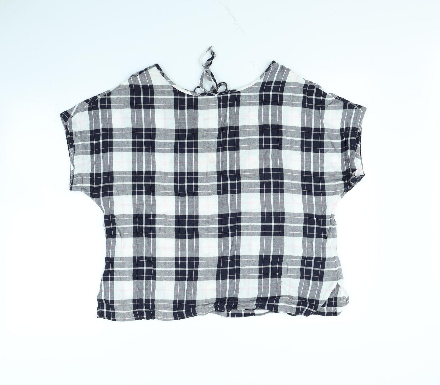 m&s Womens Blue Check  Basic T-Shirt Size 12