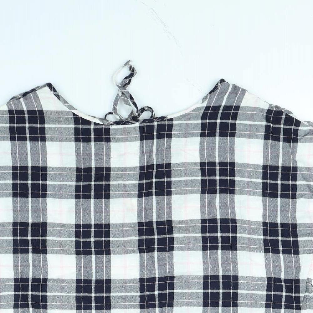m&s Womens Blue Check  Basic T-Shirt Size 12