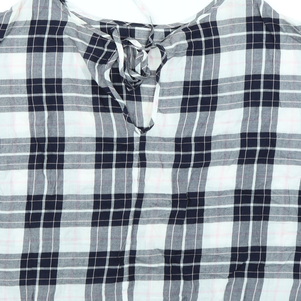 m&s Womens Blue Check  Basic T-Shirt Size 12