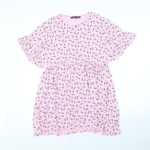 Boohoo Womens Pink Floral  Fit & Flare  Size 16
