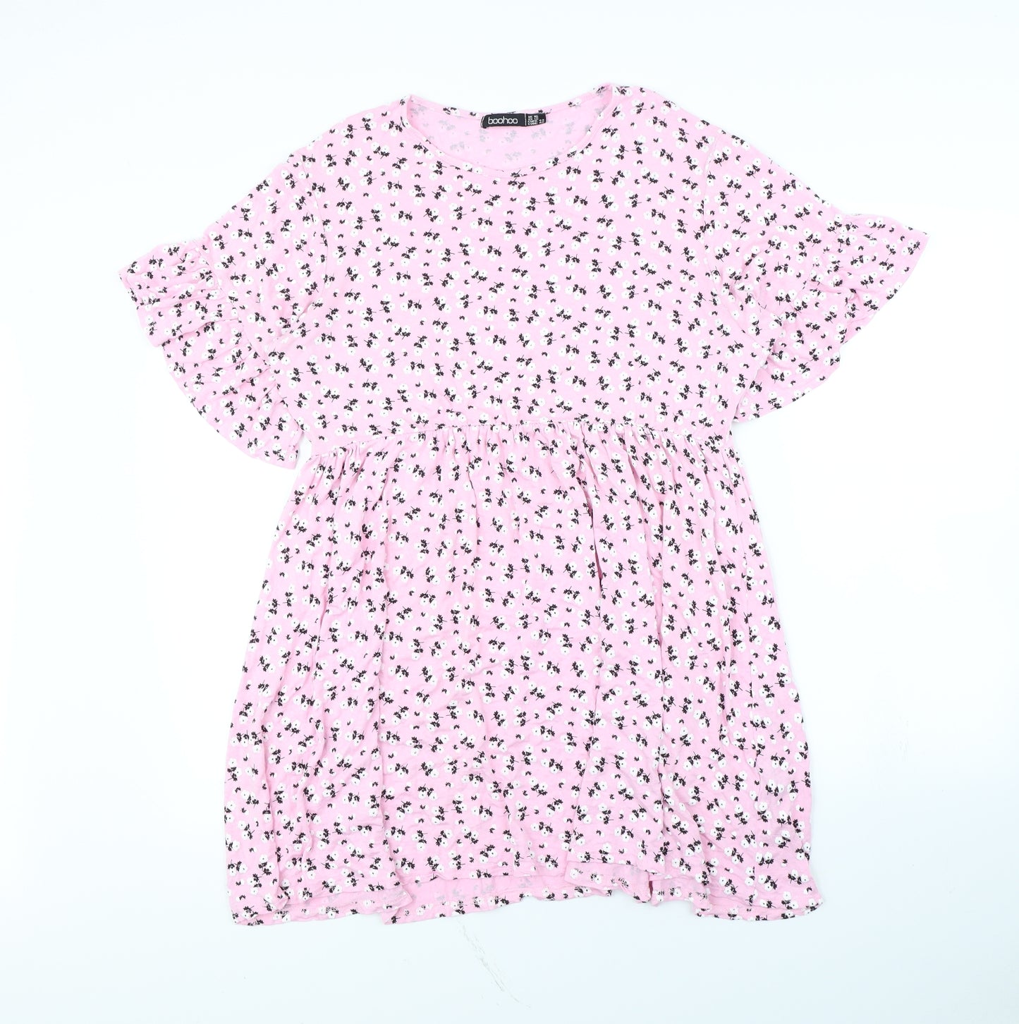 Boohoo Womens Pink Floral  Fit & Flare  Size 16