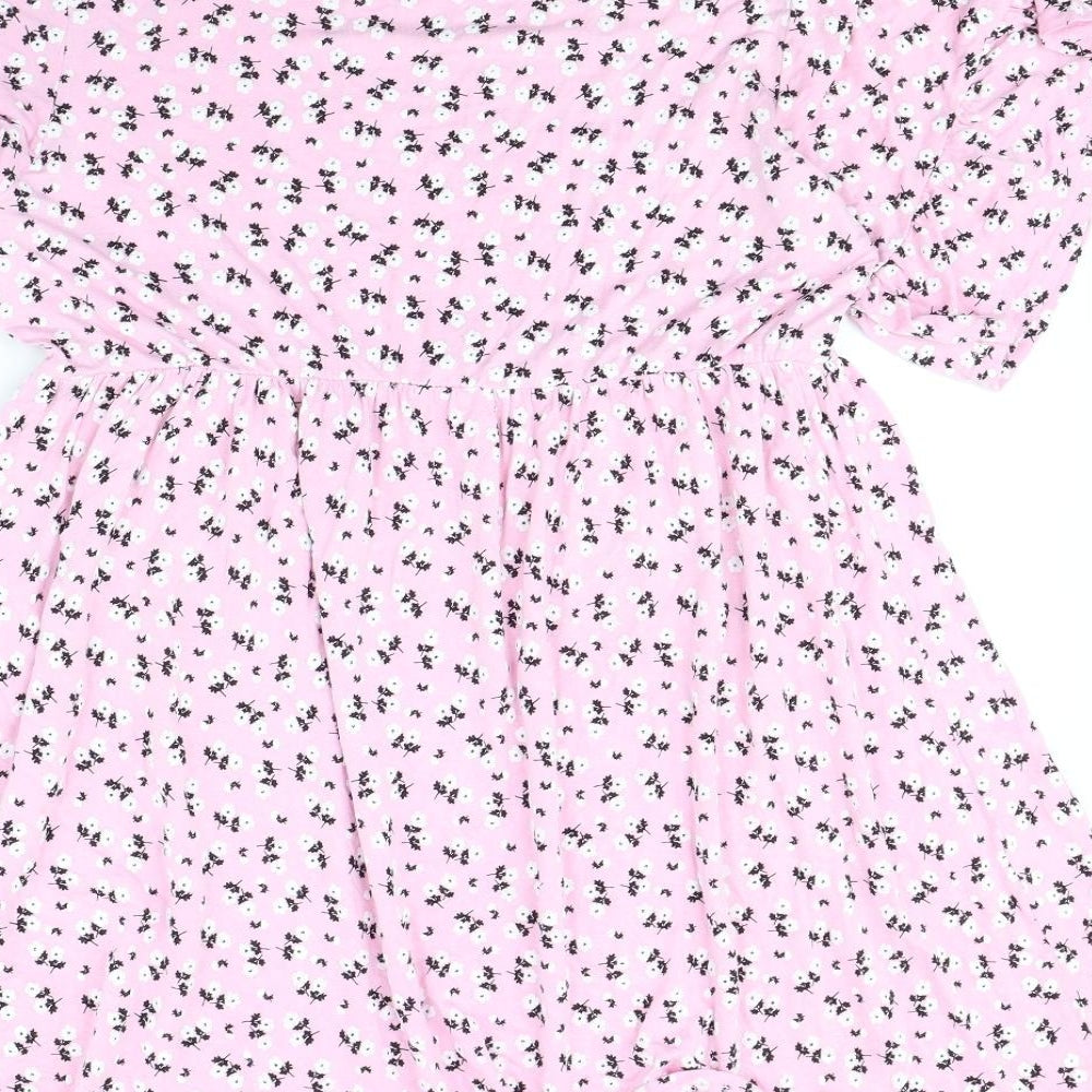 Boohoo Womens Pink Floral  Fit & Flare  Size 16