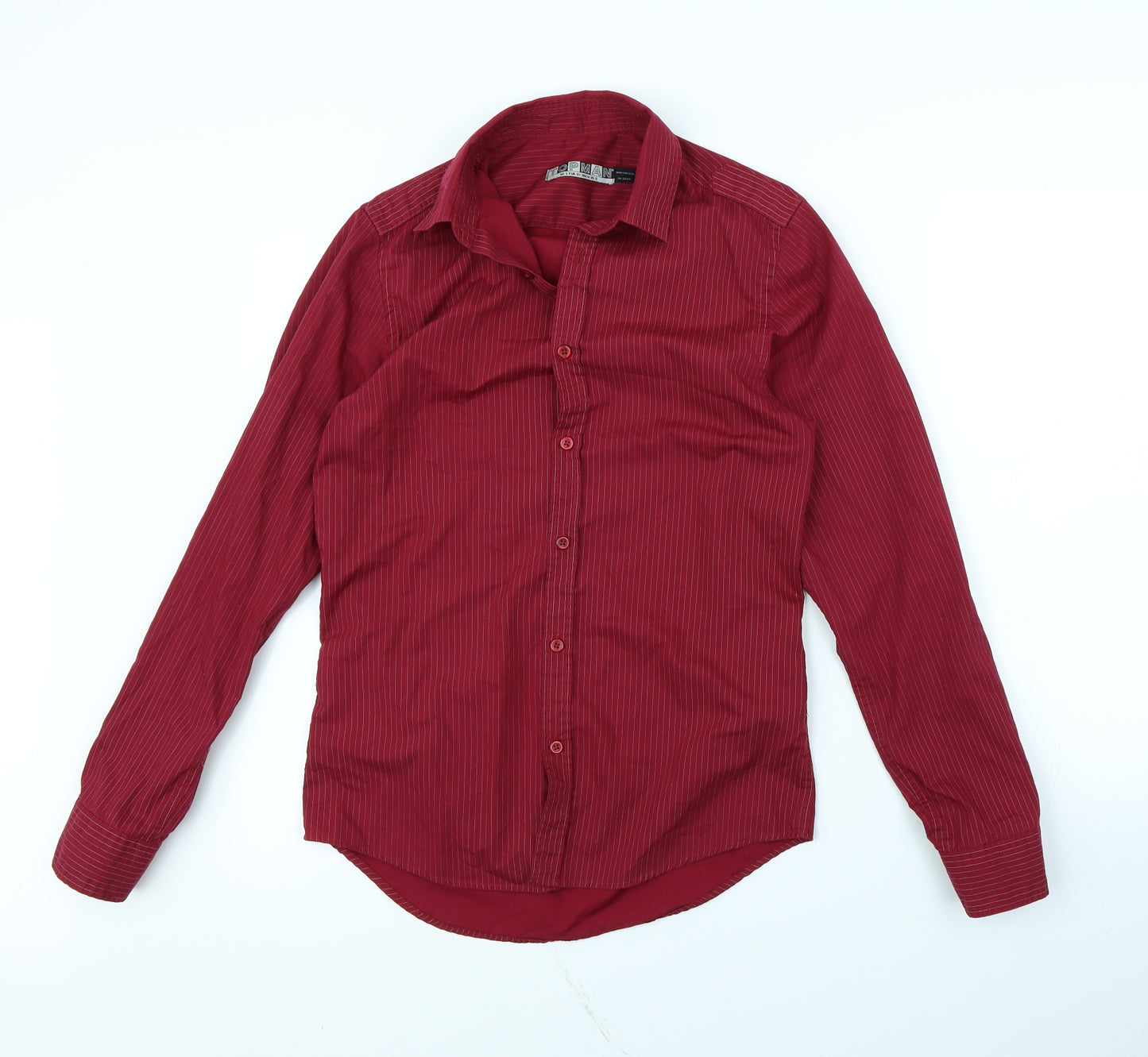 Topman Mens Red Striped   Dress Shirt Size S