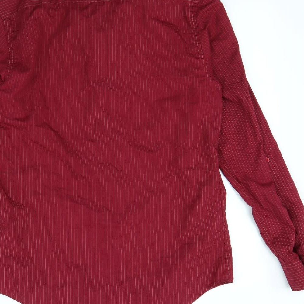Topman Mens Red Striped   Dress Shirt Size S