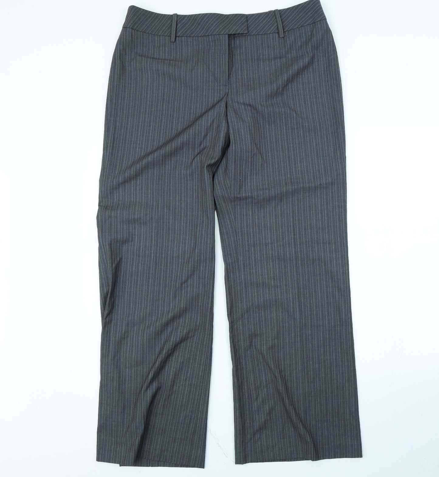 NEXT Womens Grey Striped  Dress Pants Trousers Size 16 L30 in