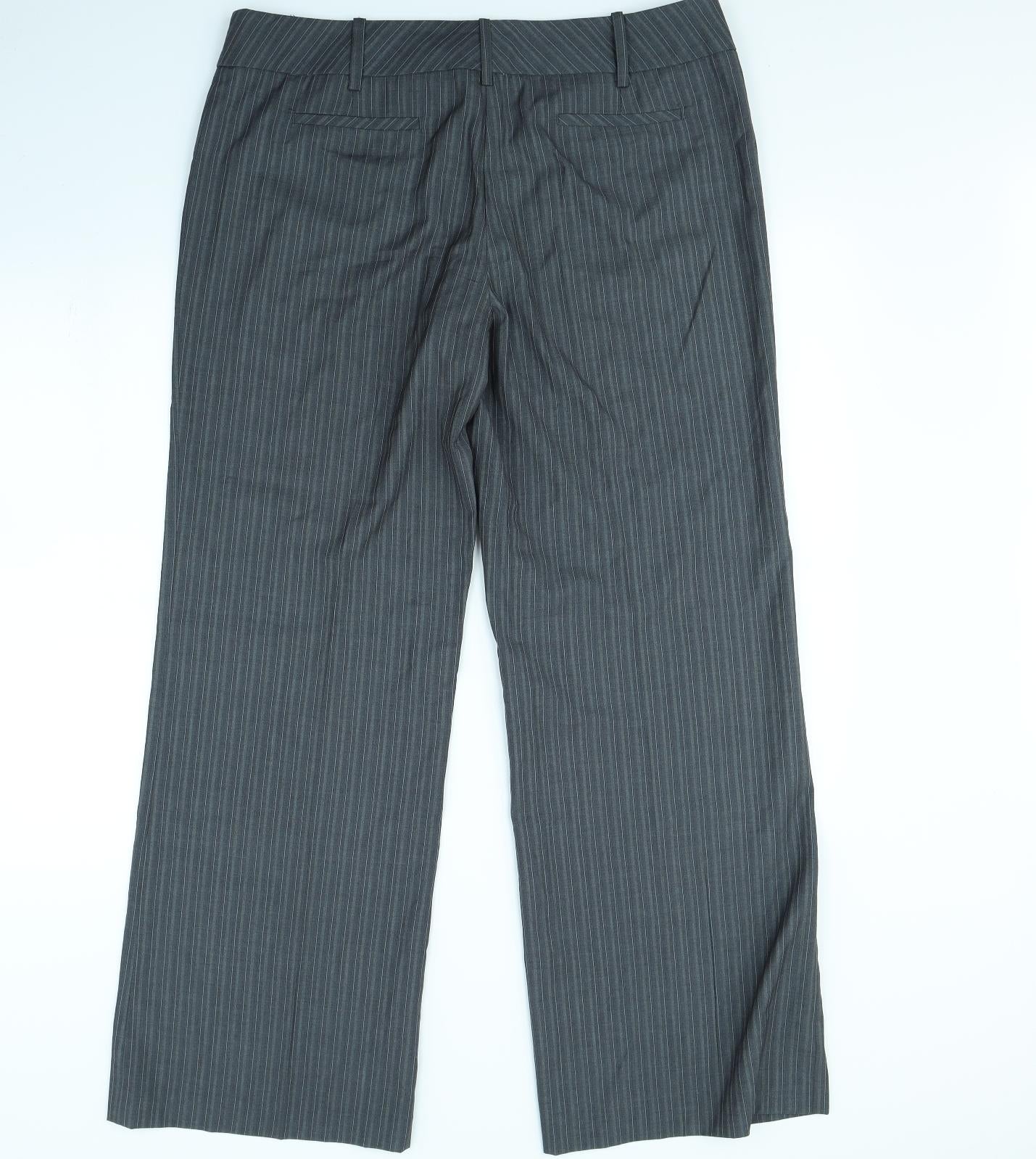 NEXT Womens Grey Striped  Dress Pants Trousers Size 16 L30 in