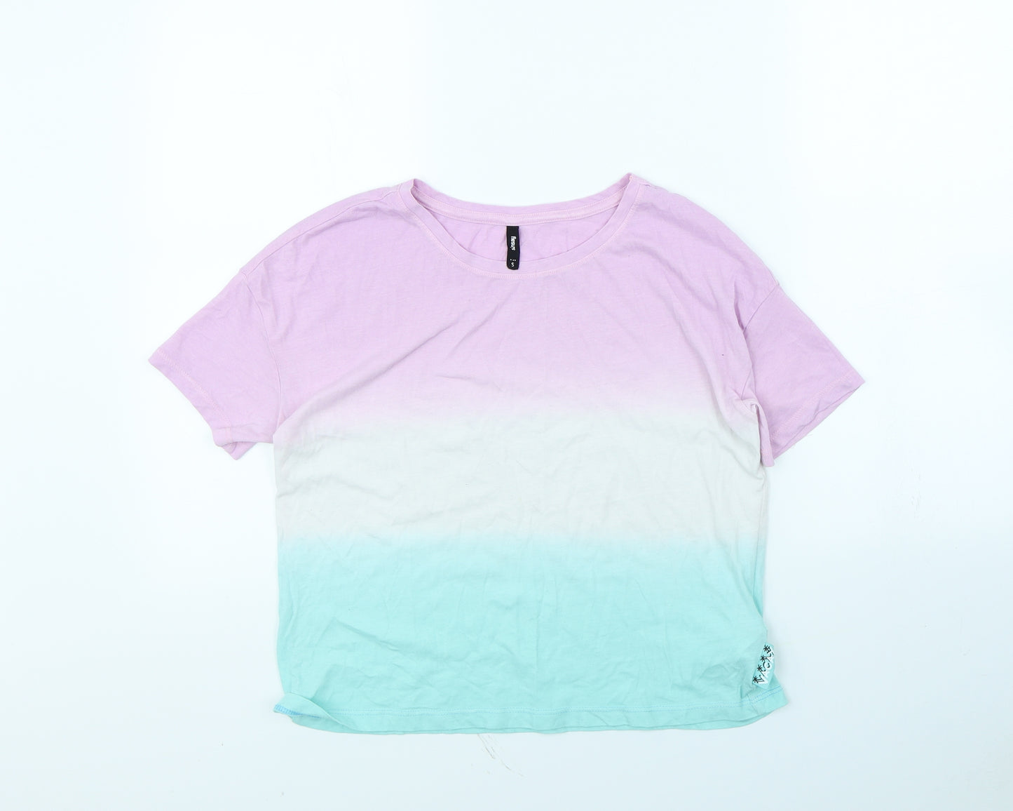Sinsay Womens Multicoloured Striped  Cropped T-Shirt Size S