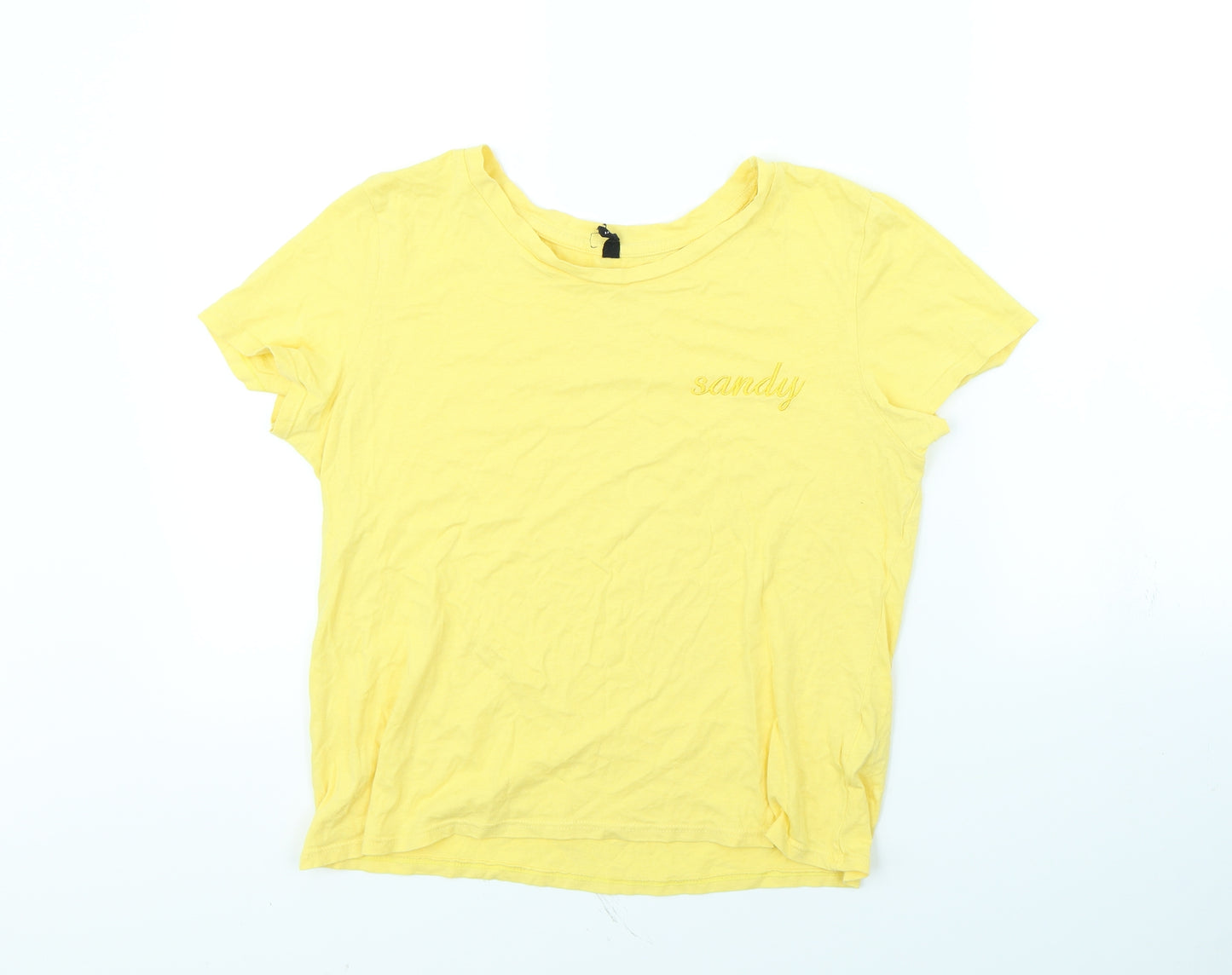 Sinsay Womens Yellow   Cropped T-Shirt Size L