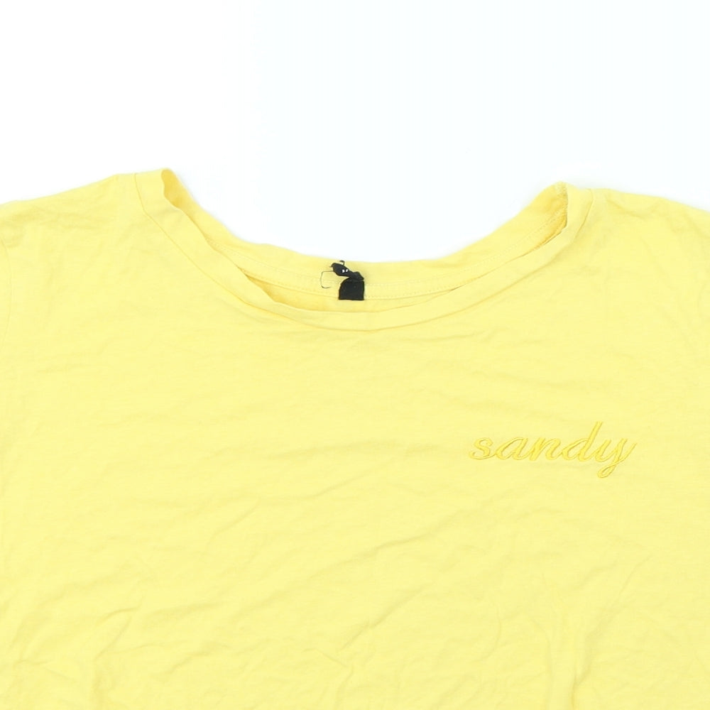 Sinsay Womens Yellow   Cropped T-Shirt Size L