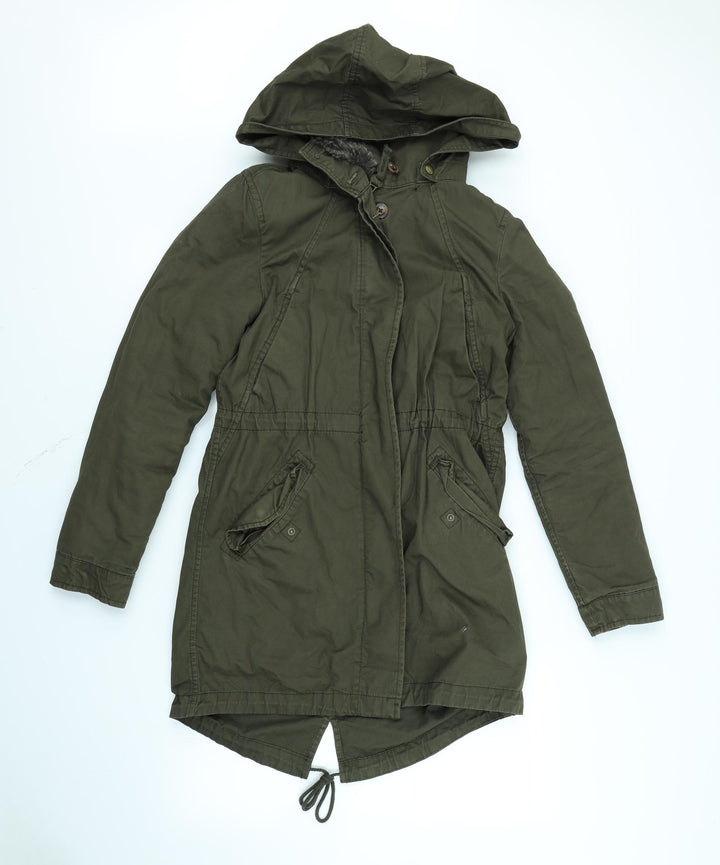 H&M Womens Green Rain Coat Coat Size 6