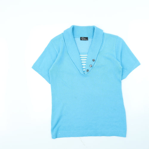 CHIC Womens Blue   Pullover Jumper Size S