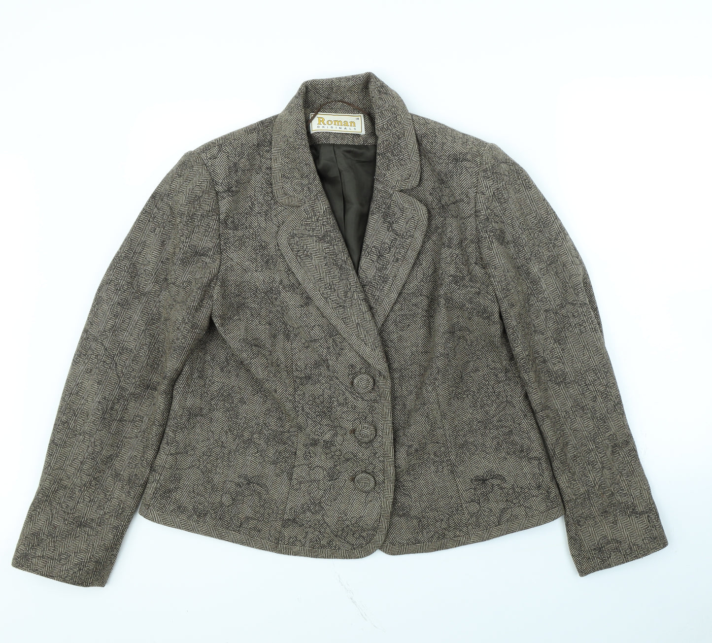 Roman Womens Brown Herringbone  Jacket  Size 18  - shoulder pads